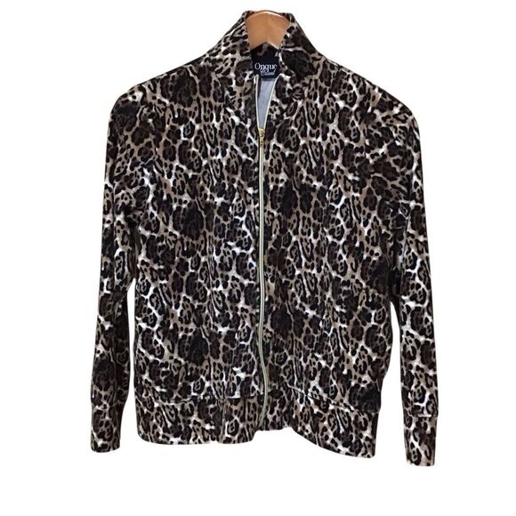 Onque Casual Leopard Zip Up Jacket S - Picture 1 of 11